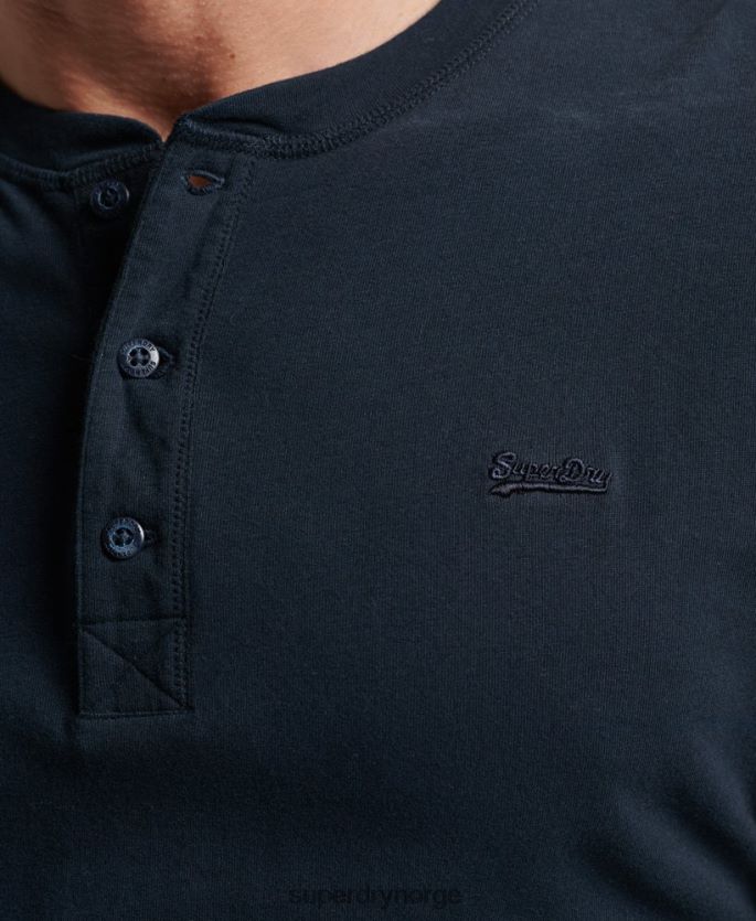Superdry marinen klær 86P46D1457 vintage logobrodert henley topp i økologisk bomull menn