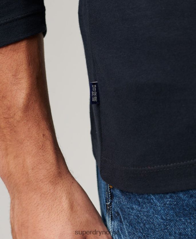 Superdry marinen klær 86P46D1462 vintage logobrodert topp i økologisk bomull menn