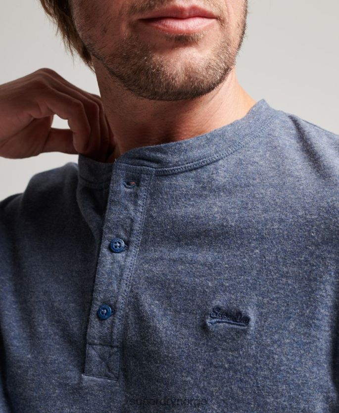 Superdry marinen klær 86P46D1525 vintage logobrodert henley topp i økologisk bomull menn