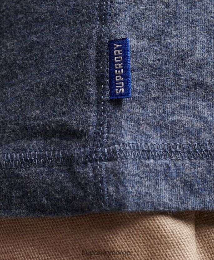 Superdry marinen klær 86P46D1525 vintage logobrodert henley topp i økologisk bomull menn