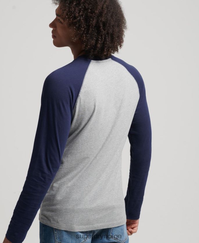 Superdry marinen klær 86P46D1578 essensiell langermet baseballtopp i økologisk bomull menn