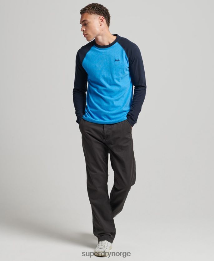 Superdry marinen klær 86P46D1587 essensiell langermet baseballtopp i økologisk bomull menn