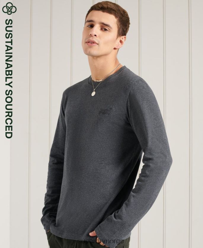 Superdry marinen klær 86P46D6431 oransje etikettbrodert topp i økologisk bomull menn