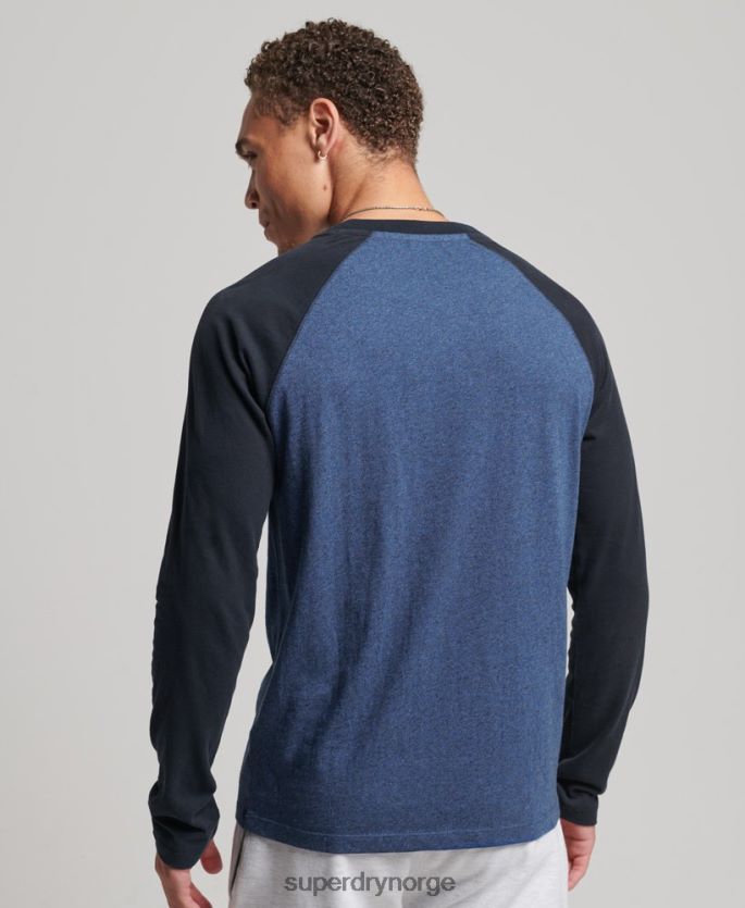 Superdry marinen klær 86P46D6446 essensiell langermet baseballtopp i økologisk bomull menn