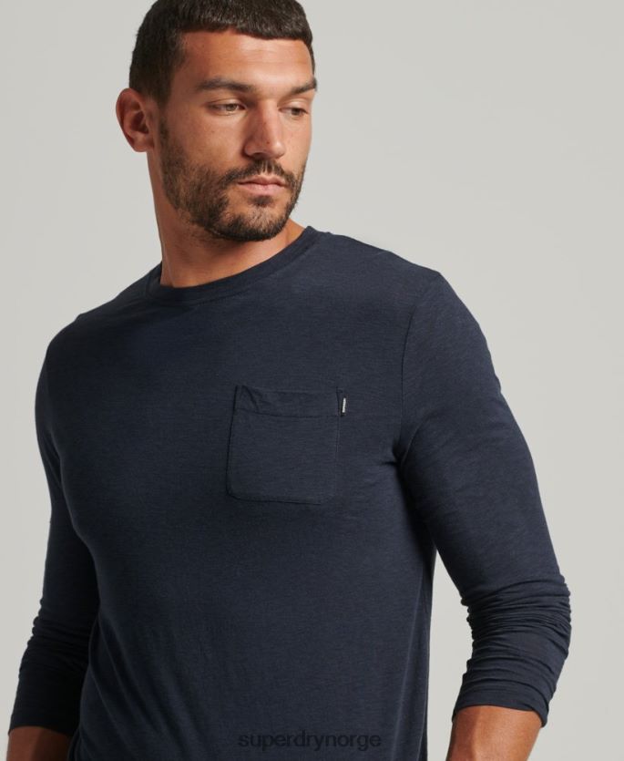 Superdry marinen klær 86P46D6479 Langermet slub jersey topp i økologisk bomull menn