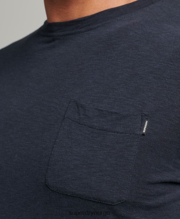 Superdry marinen klær 86P46D6479 Langermet slub jersey topp i økologisk bomull menn