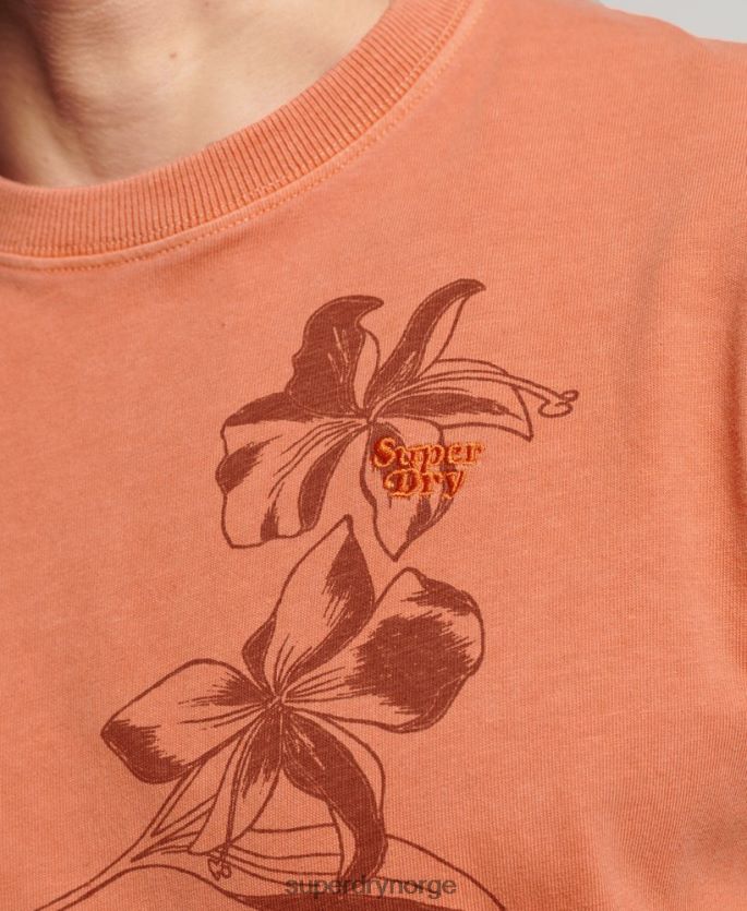 Superdry oransje klær 86P46D122 overfarget t-skjorte med trykk menn