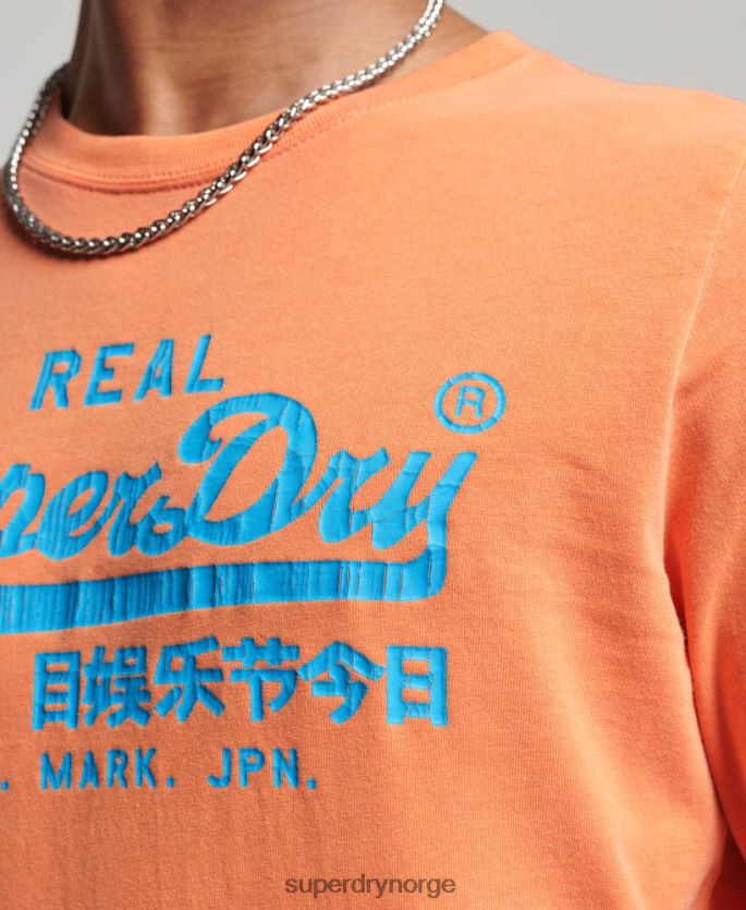 Superdry oransje klær 86P46D1561 vintage logo amerikansk klassisk topp menn