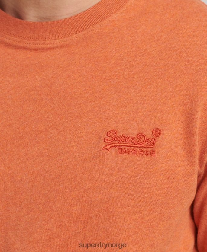 Superdry oransje klær 86P46D1571 vintage logobrodert topp i økologisk bomull menn
