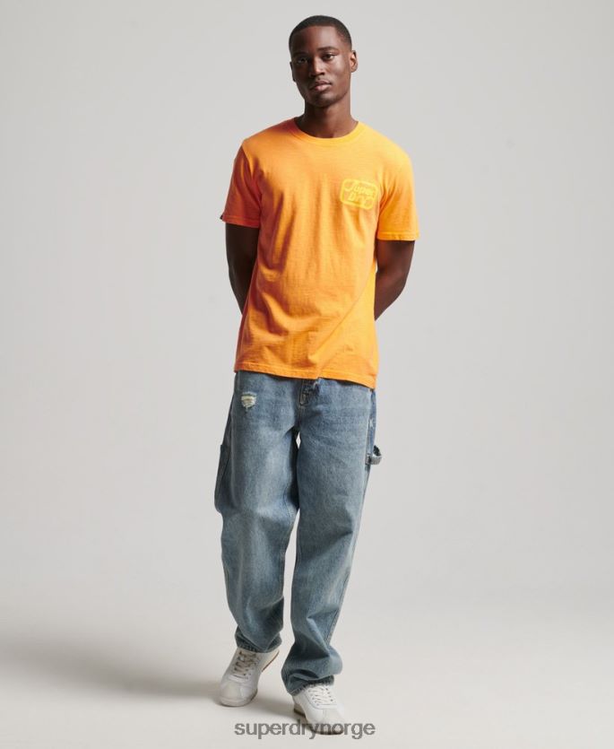 Superdry oransje klær 86P46D4796 vintage merke neon t-skjorte menn