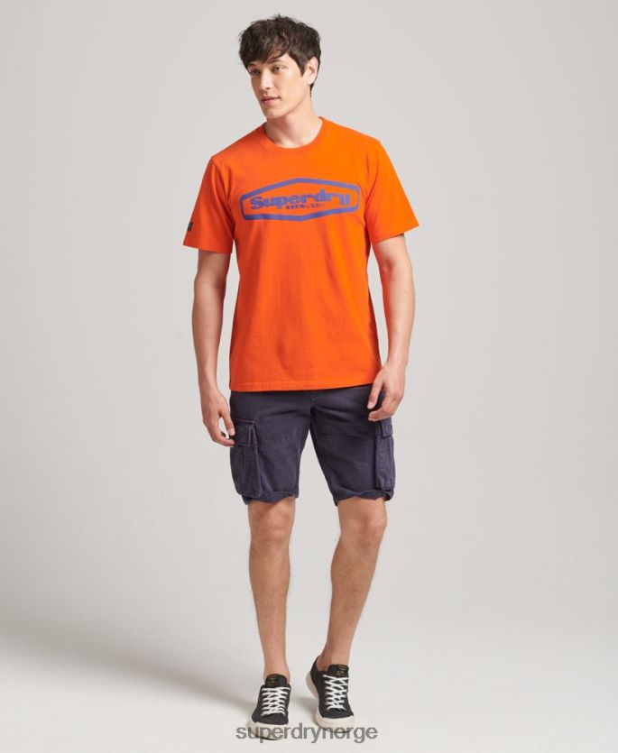 Superdry oransje klær 86P46D4804 spill på t-skjorte med logo fra 90-tallet menn
