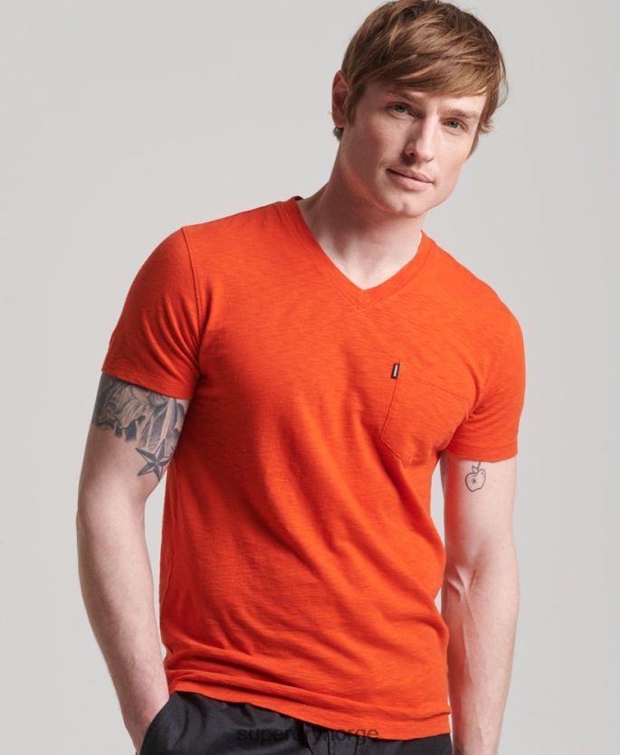 Superdry oransje klær 86P46D4810 t-skjorte med v-hals i økologisk bomull menn