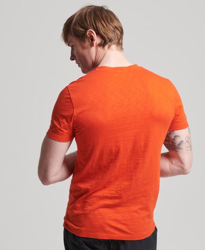 Superdry oransje klær 86P46D4810 t-skjorte med v-hals i økologisk bomull menn