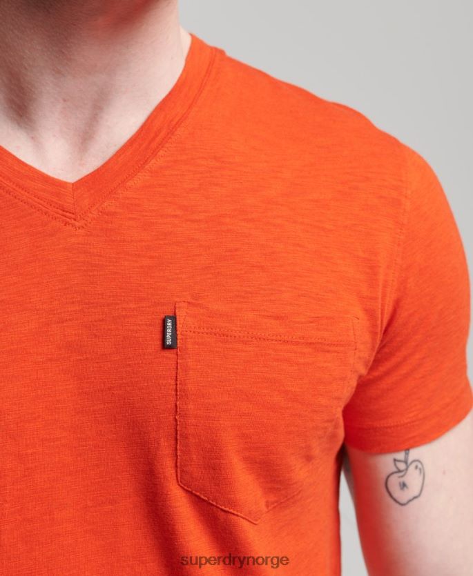 Superdry oransje klær 86P46D4810 t-skjorte med v-hals i økologisk bomull menn