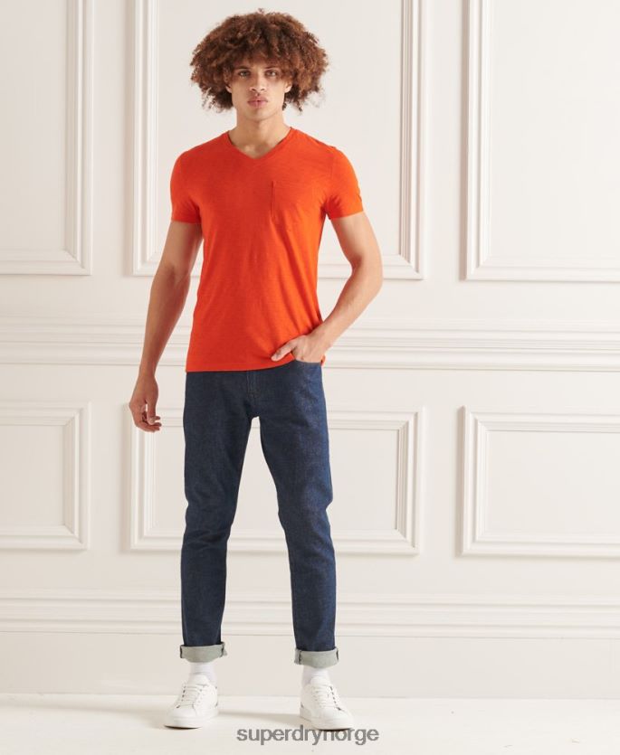 Superdry oransje klær 86P46D4837 t-skjorte med v-hals i økologisk bomull menn