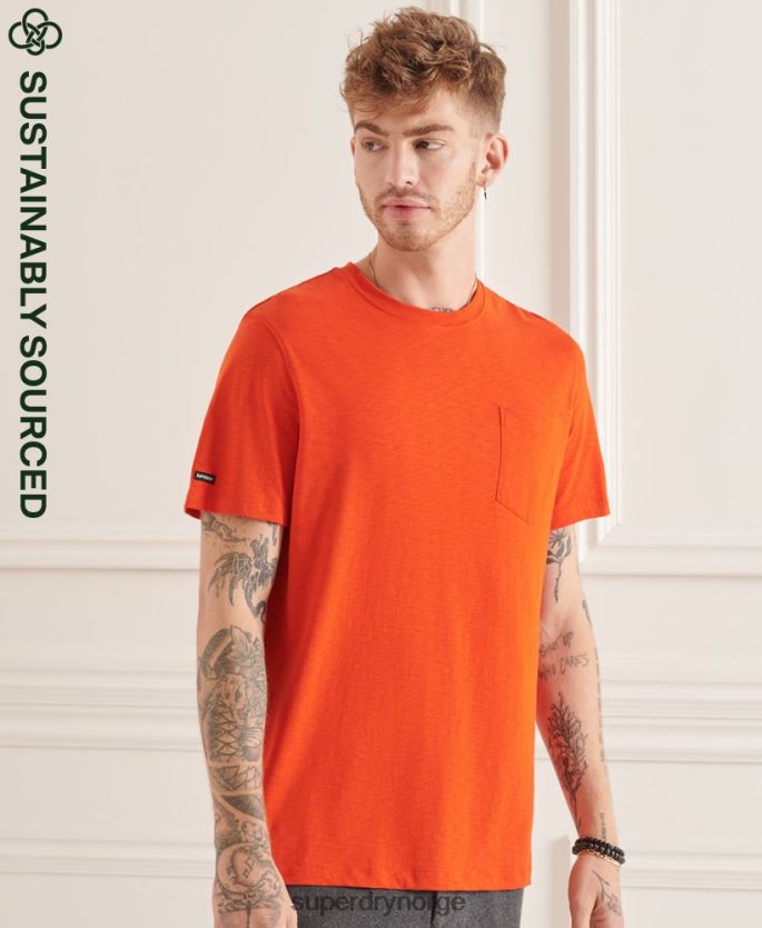 Superdry oransje klær 86P46D4859 t-skjorte med rund hals i økologisk bomull menn