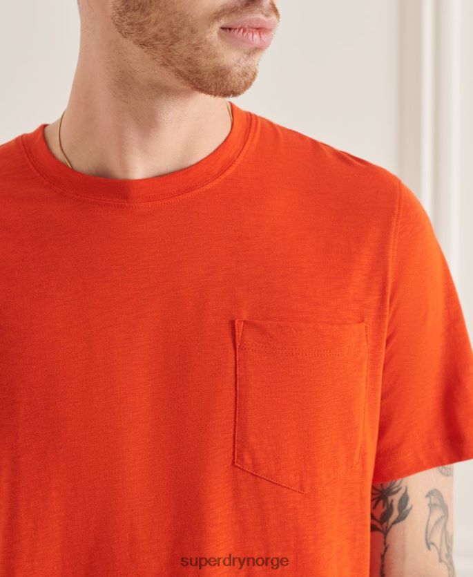Superdry oransje klær 86P46D4859 t-skjorte med rund hals i økologisk bomull menn