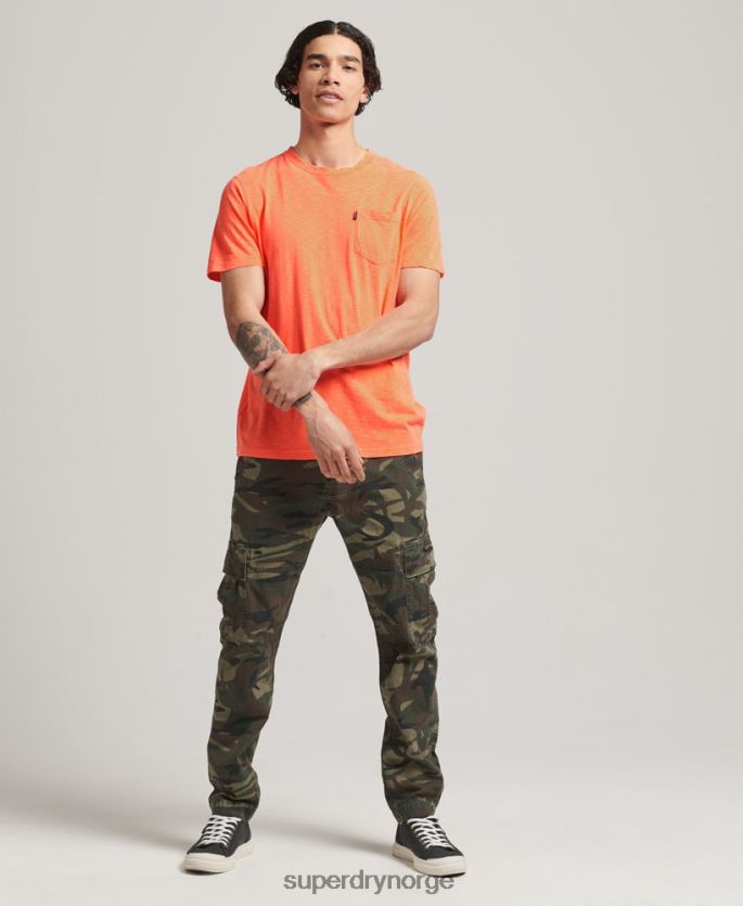 Superdry oransje klær 86P46D4918 t-skjorte med rund hals i økologisk bomull menn