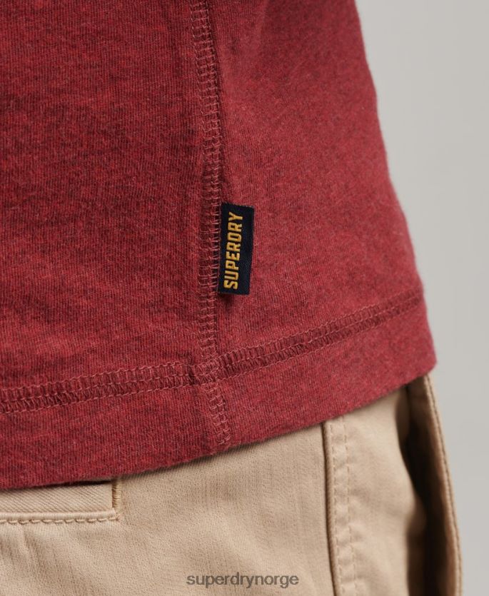 Superdry rød klær 86P46D1461 vintage logobrodert henley topp i økologisk bomull menn
