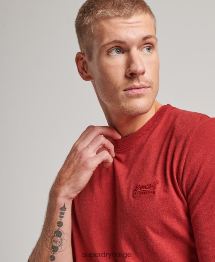 Superdry rød klær 86P46D1515 vintage logobrodert topp i økologisk bomull menn