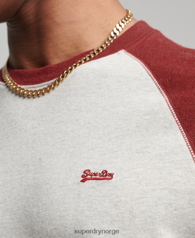 Superdry rød klær 86P46D1518 essensiell langermet baseballtopp i økologisk bomull menn
