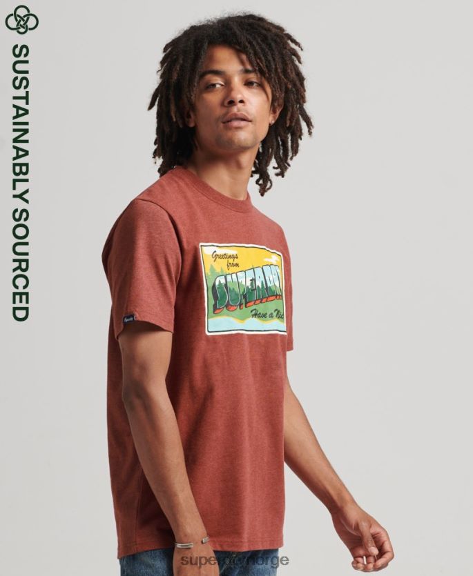 Superdry rød klær 86P46D4820 reise postkort grafisk t-skjorte menn