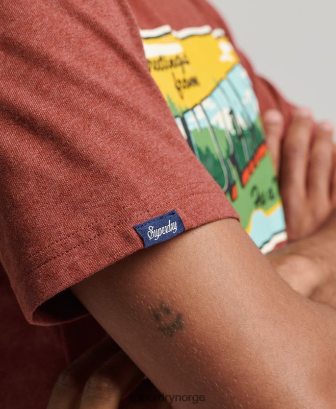 Superdry rød klær 86P46D4820 reise postkort grafisk t-skjorte menn