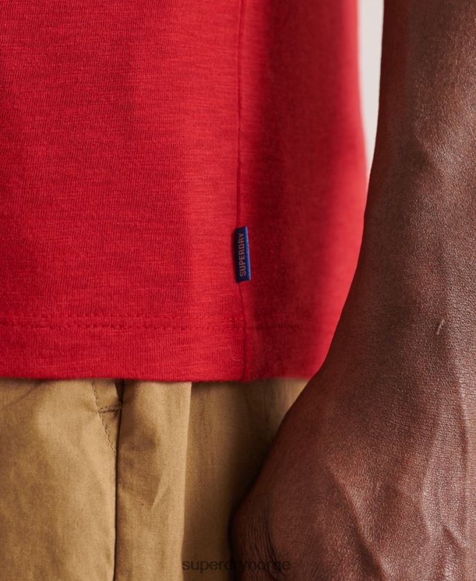Superdry rød klær 86P46D4834 t-skjorte med v-hals i økologisk bomull menn