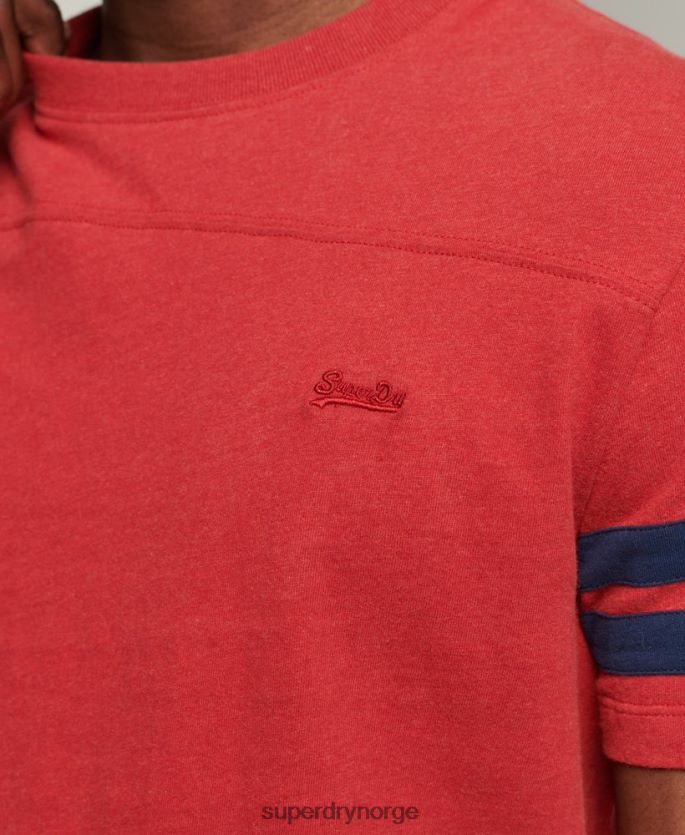 Superdry rød klær 86P46D4844 organisk bomull essensielt quarterback-t-skjorte med logo menn