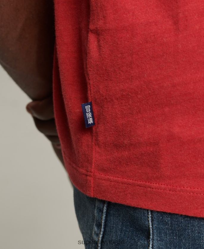 Superdry rød klær 86P46D4844 organisk bomull essensielt quarterback-t-skjorte med logo menn