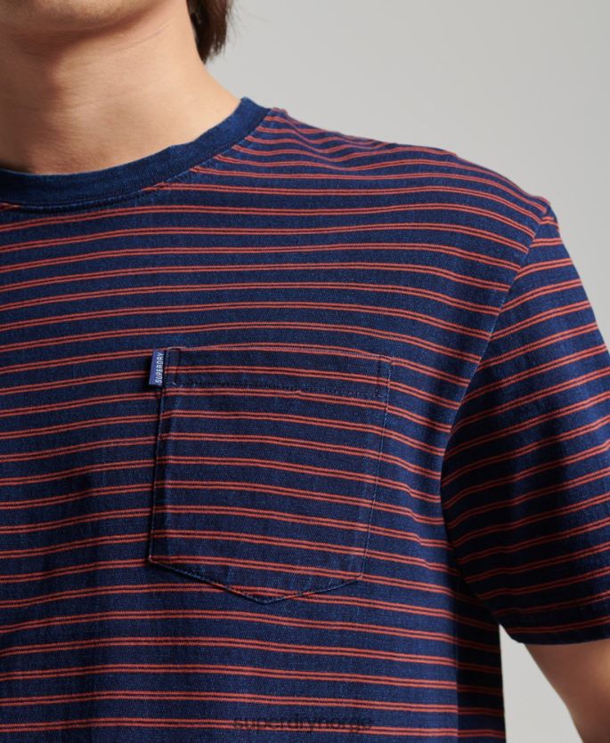 Superdry rød klær 86P46D4856 vintage t-skjorte med indigo striper menn