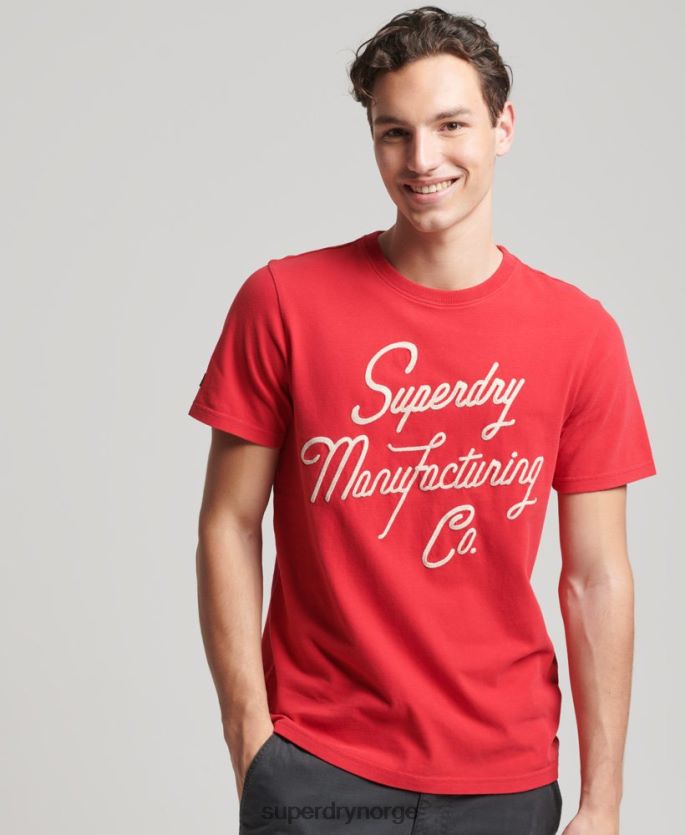 Superdry rød klær 86P46D4890 vintage script stil t-skjorte menn