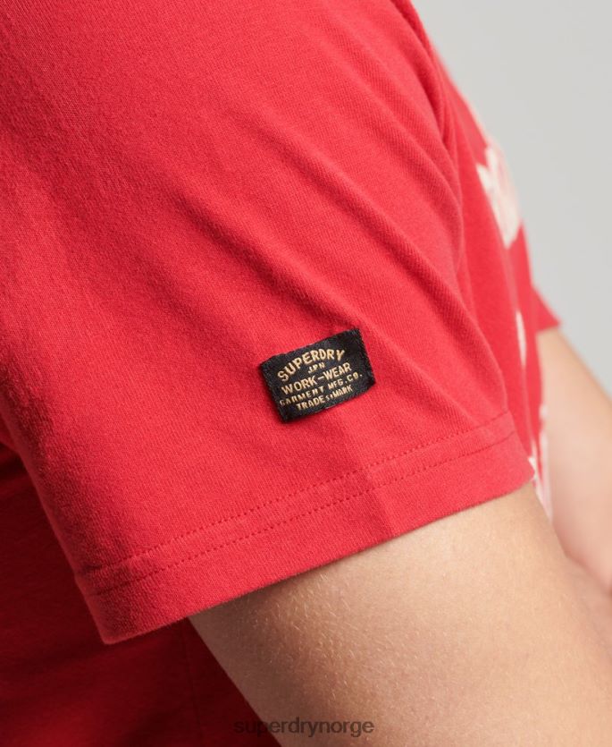 Superdry rød klær 86P46D4890 vintage script stil t-skjorte menn