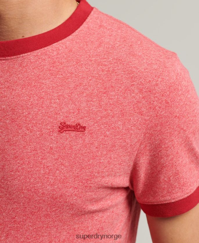 Superdry rød klær 86P46D4901 organisk bomull essensielt logo ringer t-skjorte menn