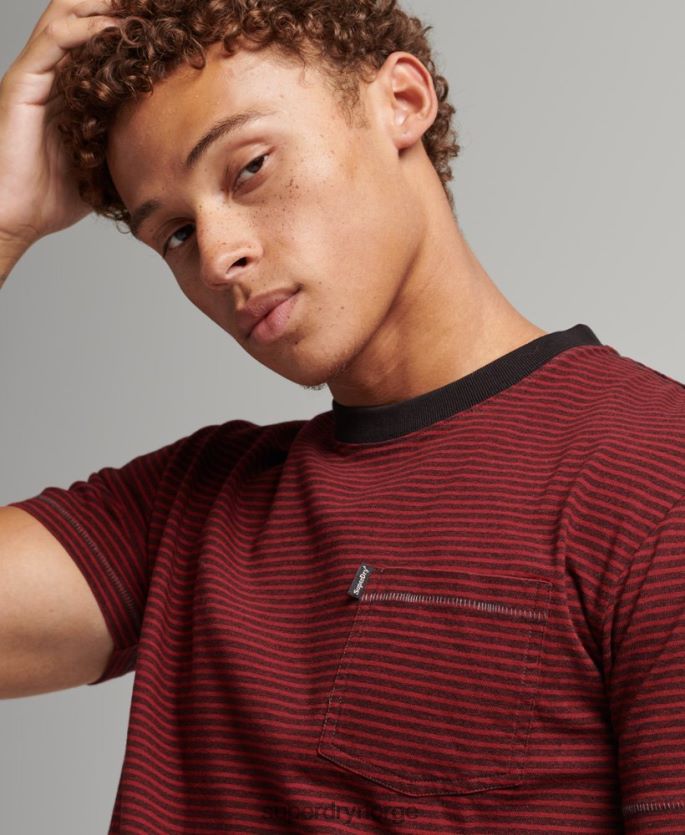 Superdry rød klær 86P46D4944 t-skjorte med striper i økologisk bomull menn
