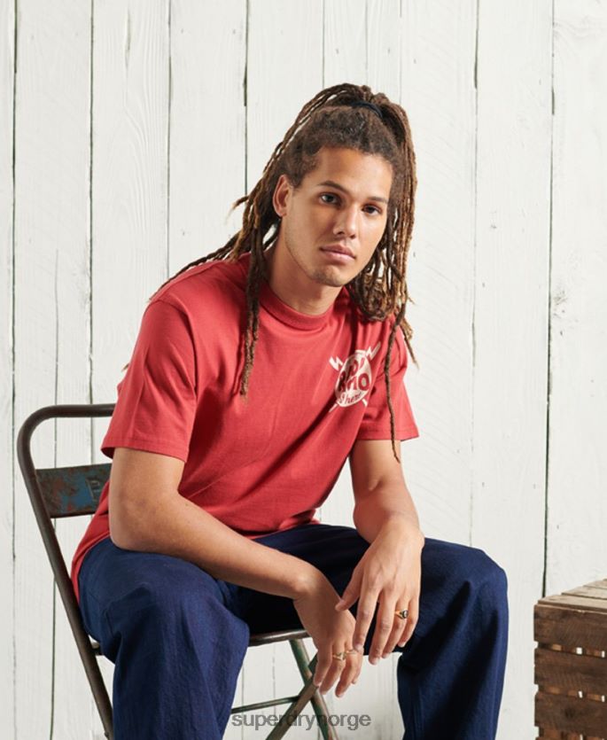 Superdry rød klær 86P46D4981 tørr grafisk t-skjorte i begrenset opplag menn