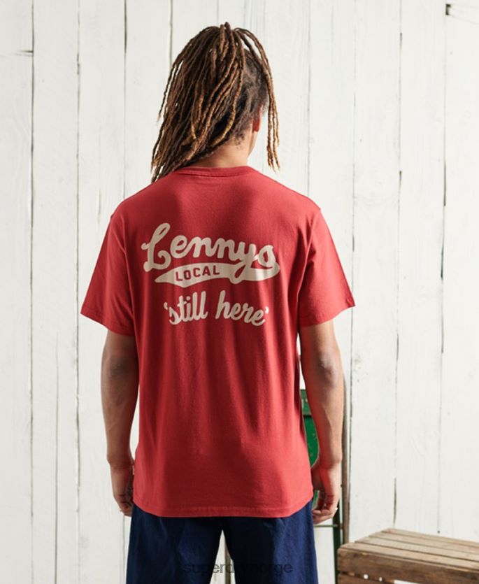 Superdry rød klær 86P46D4981 tørr grafisk t-skjorte i begrenset opplag menn