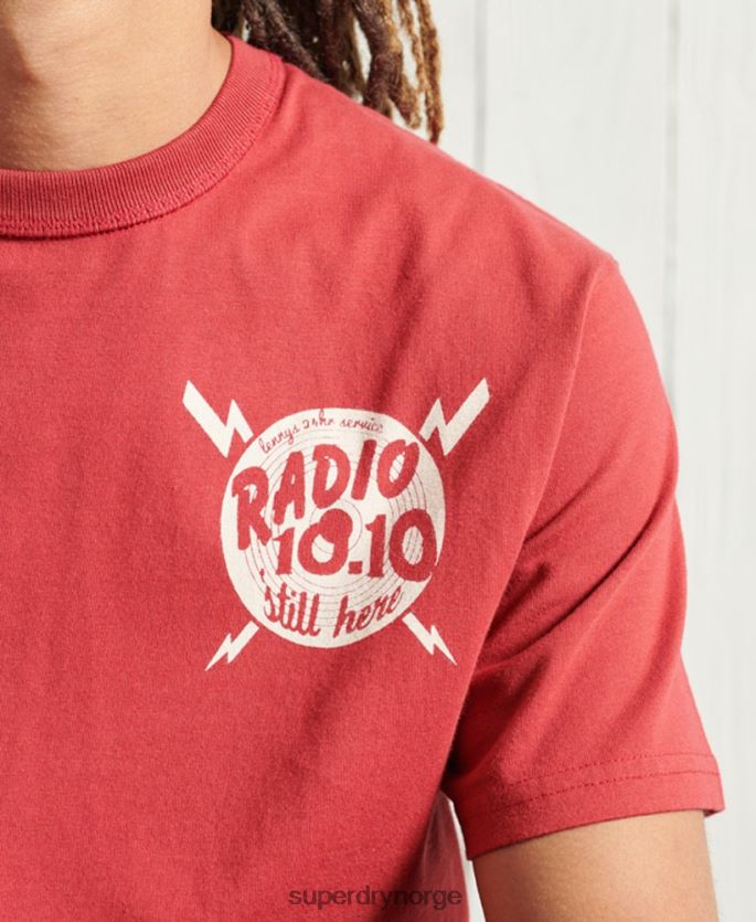Superdry rød klær 86P46D4981 tørr grafisk t-skjorte i begrenset opplag menn