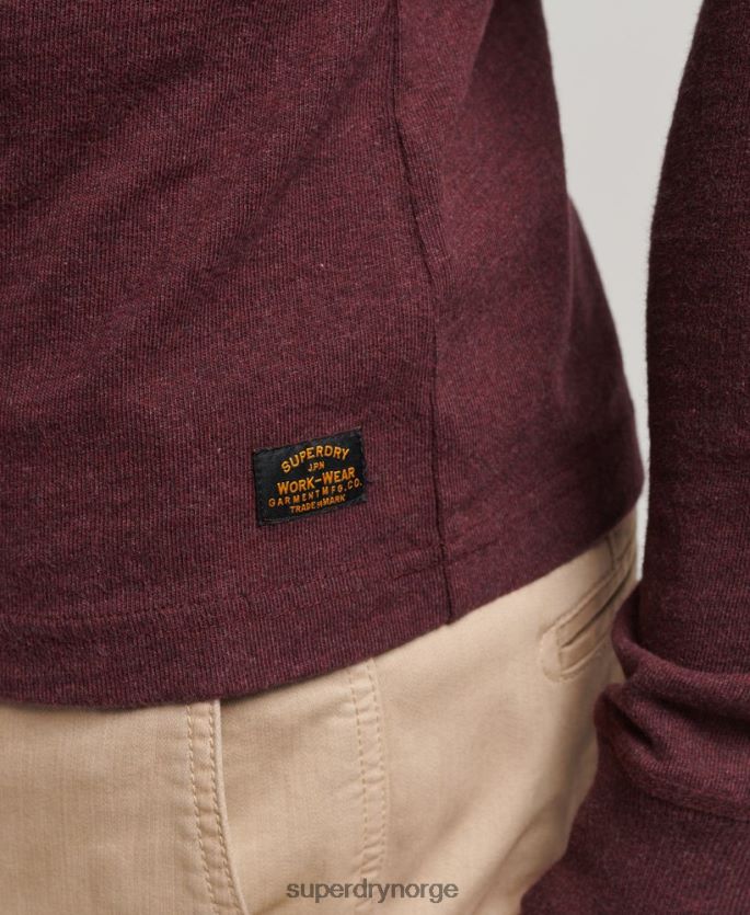 Superdry rød klær 86P46D6362 Langermet henley topp i økologisk bomull menn
