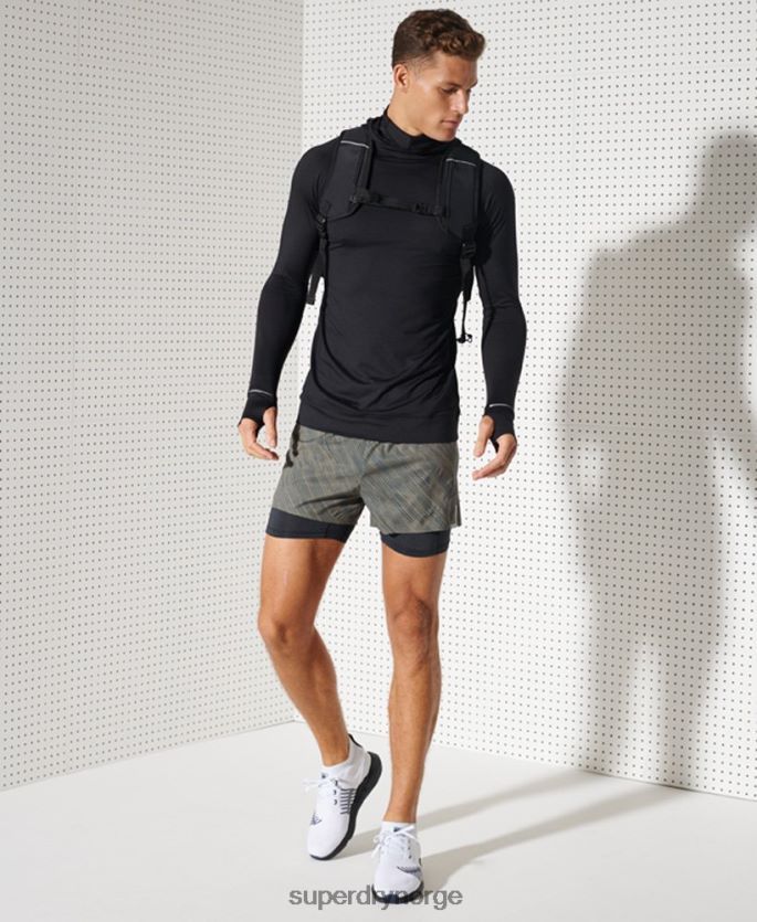 Superdry svart klær 86P46D1437 løpe hette mellomlag topp menn