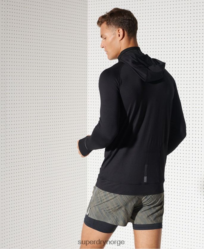 Superdry svart klær 86P46D1437 løpe hette mellomlag topp menn