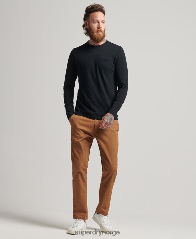 Superdry svart klær 86P46D1489 langermet slub jersey topp menn