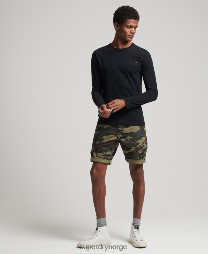 Superdry svart klær 86P46D1528 vintage brodert topp i økologisk bomull menn