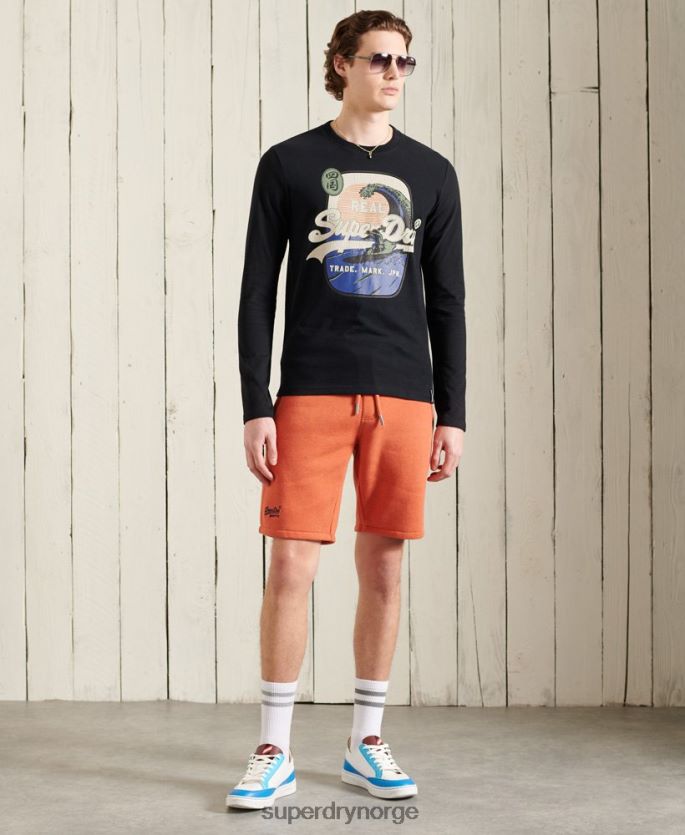Superdry svart klær 86P46D1573 vintage logo itago langermet topp menn