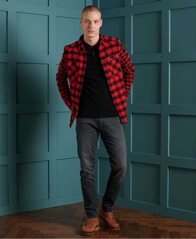 Superdry svart klær 86P46D1588 micro tekstur henley topp menn