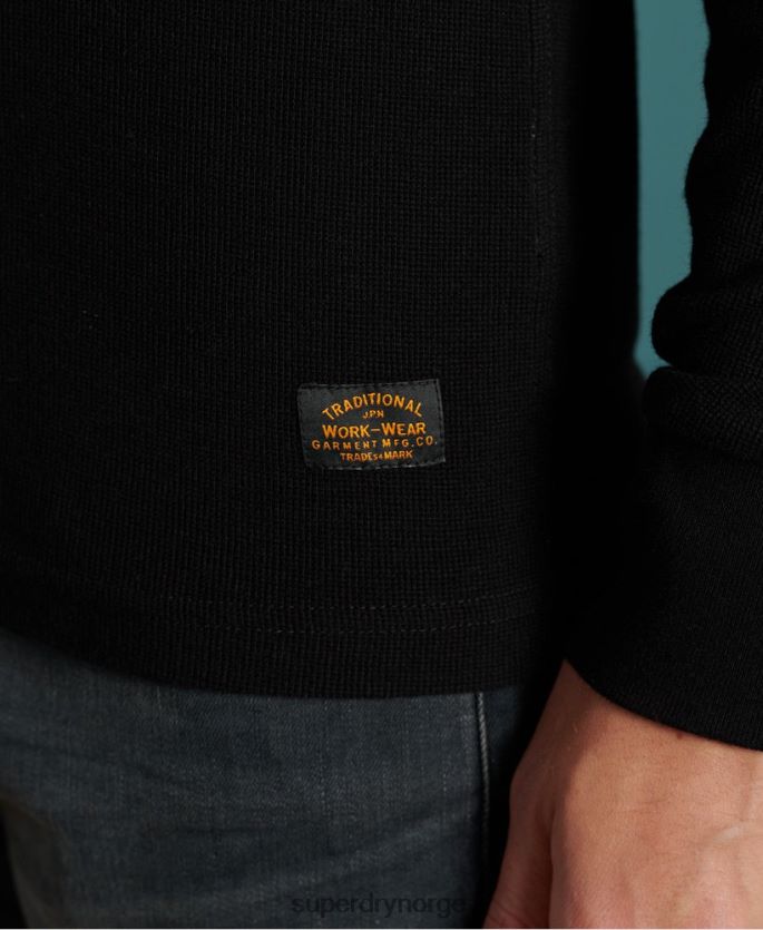 Superdry svart klær 86P46D1588 micro tekstur henley topp menn