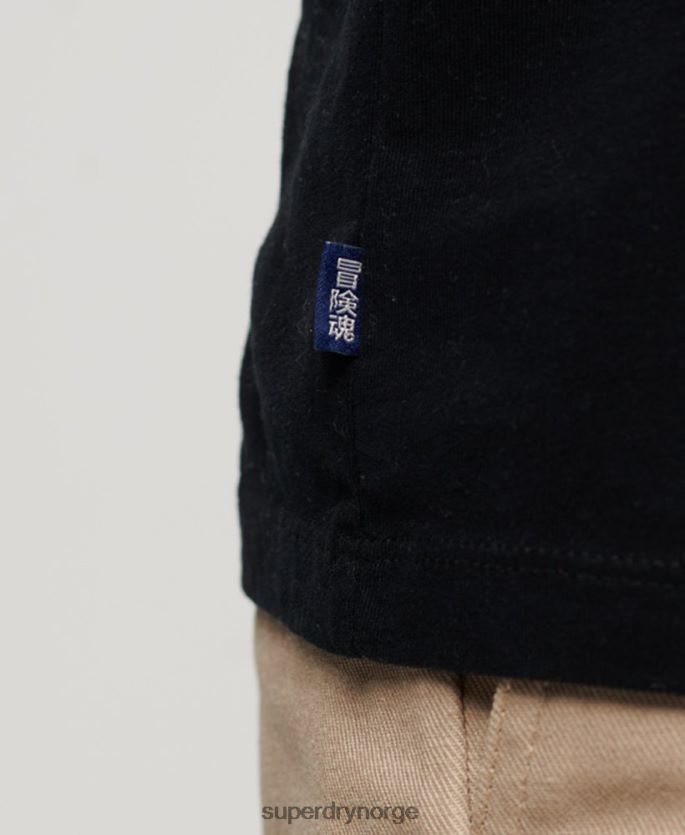 Superdry svart klær 86P46D3 essensiell logo-t-skjorte i økologisk bomull menn