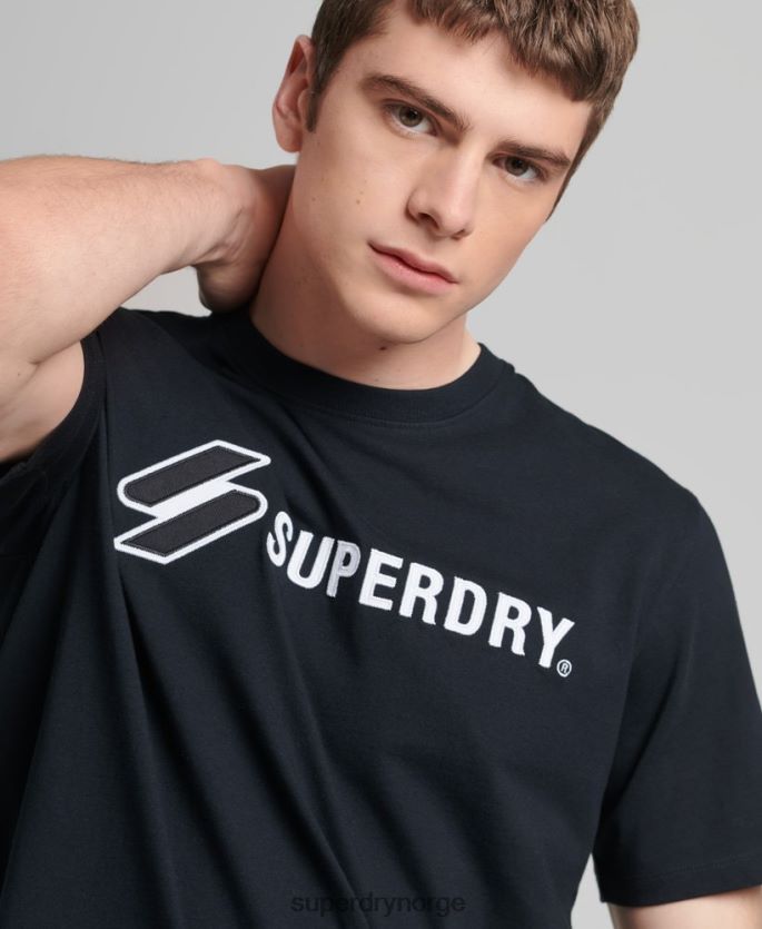 Superdry svart klær 86P46D4852 løs t-skjorte med logoapplikasjon menn
