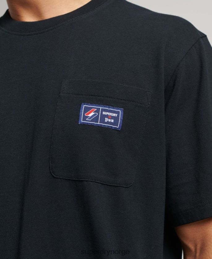 Superdry svart klær 86P46D4891 t-skjorte med logolomme i økologisk bomull menn