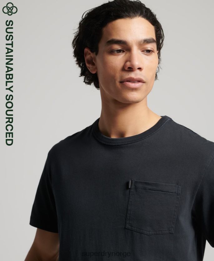 Superdry svart klær 86P46D4902 vintage surfer ranchero t-skjorte i økologisk bomull menn